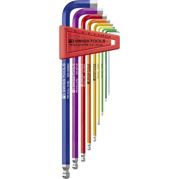 PB Swiss Rainbow 9 Pce Long Ball End Metric Hex Key Set (1.5-10mm)