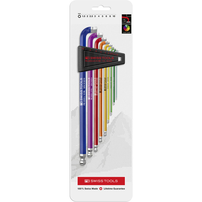 PB Swiss 9 Pce Metric Long Ball End Hex Key Set 90°–100° (1.5-10mm)