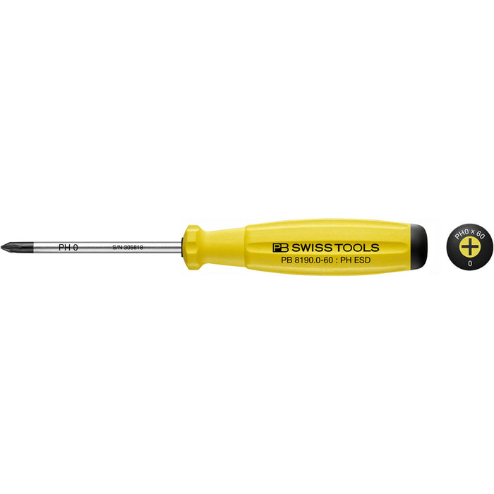 PB Swiss 8190 ESD SwissGrip Phillips Screwdrivers (Various Sizes)