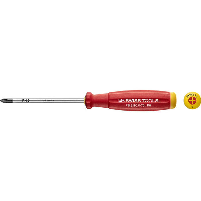 PB Swiss 8190 SwissGrip Phillips Cross Screwdriver PH0 x 75mm