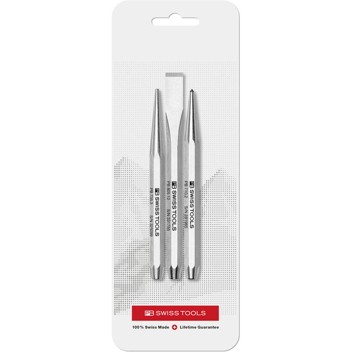 PB Swiss 3 Pce Striking Tool Set (Chisel, Centre Punch & Drift Punch)