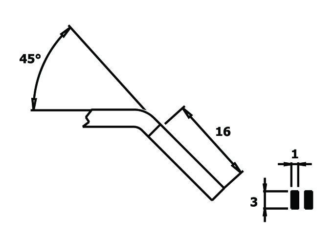 Piergiacomi Long Smooth Flat Nose Pliers Bent at 45° PNB 2008