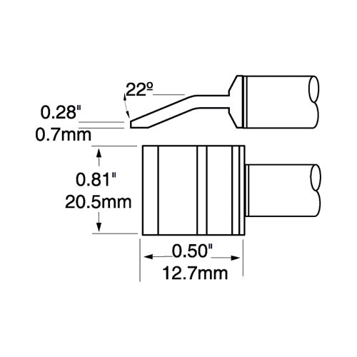 Metcal PTC Solder Tweezer Cartridge Blade 20.6mm 600 Series PTC-6BL1321R