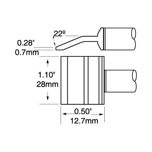 Metcal PTC Solder Tweezer Cartridge Blade 28.0mm 600 Series PTC-6BL1328R