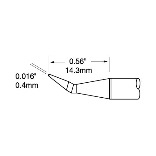 Metcal PTC Solder Tweezer Cartridge Bent 30° 0.4mm 700 Series PTC-7CN1404A