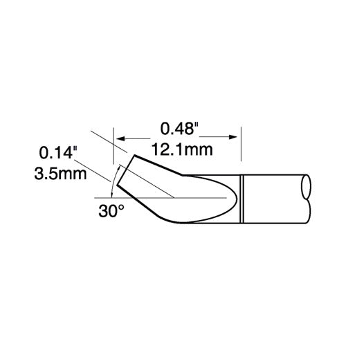 Metcal PTC Solder Tweezer Cartridge Bent 30° 3.2mm 800 Series PTC-8FB1235R