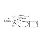 Metcal PTTC Solder Tweezer Cartridge Bent 30° 3.2mm (0.126