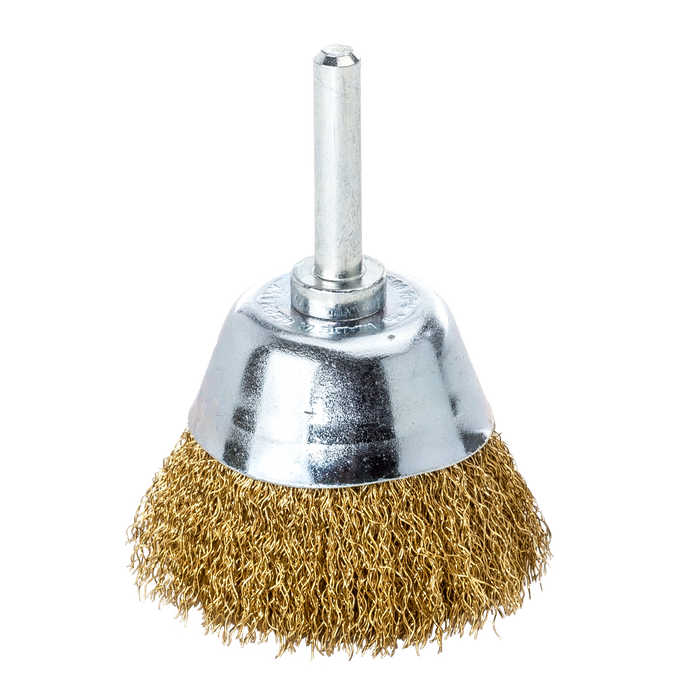 Lessmann Cup Brushes with 6mm Shank Dia 70mm Brass Wire MES Crimped 0.20mm