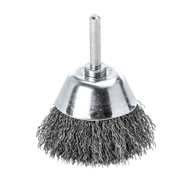 Lessmann Cup Brush 6mm Shank Dia 70mm Steel Wire STA Crimped 0.20mm