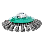 Lessmann Knot Conical Brush Dia 115 x 12mm 20 Z Steel Wire ROH Straight 0.35mm Thread M14