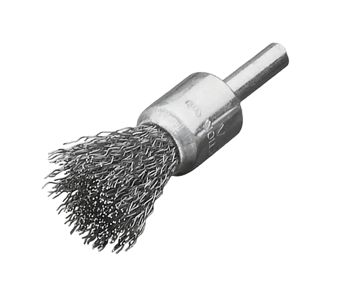 Lessmann End Brushes with 6mm Shank Dia 17mm Long 65mm Steel Wire STA Crimped 0.15mm High 22mm