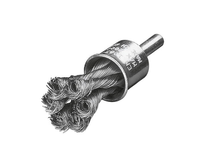 Lessmann Knot End Brush 6mm Shank Dia 19mm M6 Knots Steel Wire STH Straight 0.35mm