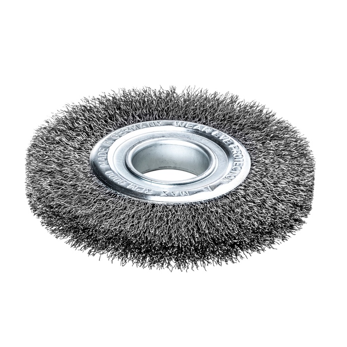Lessmann Bench Grinder Wire Wheel Brush Dia 200mm Tube 50mm Steel Wire 0.20mm Reducing Ring with Adapter Set