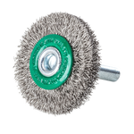 Lessmann Wheel Brush 6mm Shank Dia 30 x 6mm Steel Wire Stainless ROF Crimped 0.20mm