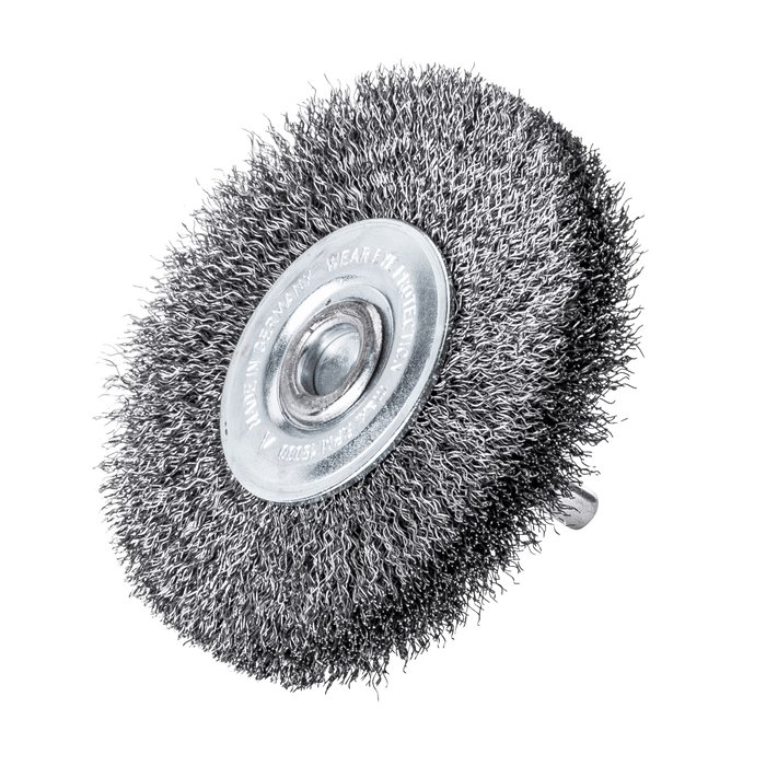 Lessmann Wheel Brush 6mm Shank Dia 70 x 9mm Steel Wire STA Crimped 0.20mm
