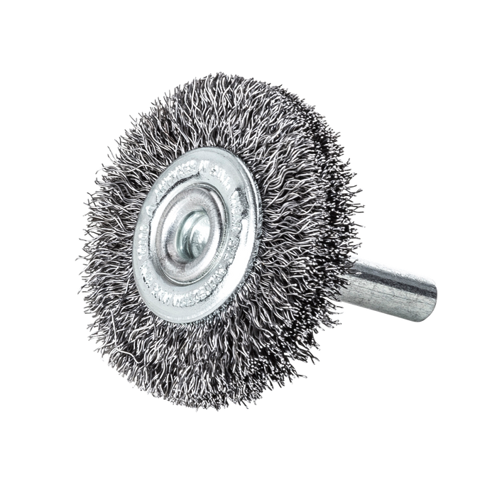 Lessmann Wheel Brush 6mm Shank Dia 40 x 12mm Steel Wire STA Crimped 0.20mm