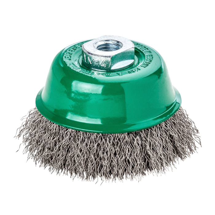 Lessmann Cup Brushes Dia 65mm Steel Wire Stainless ROF Crimped 0.35mm Thread M10