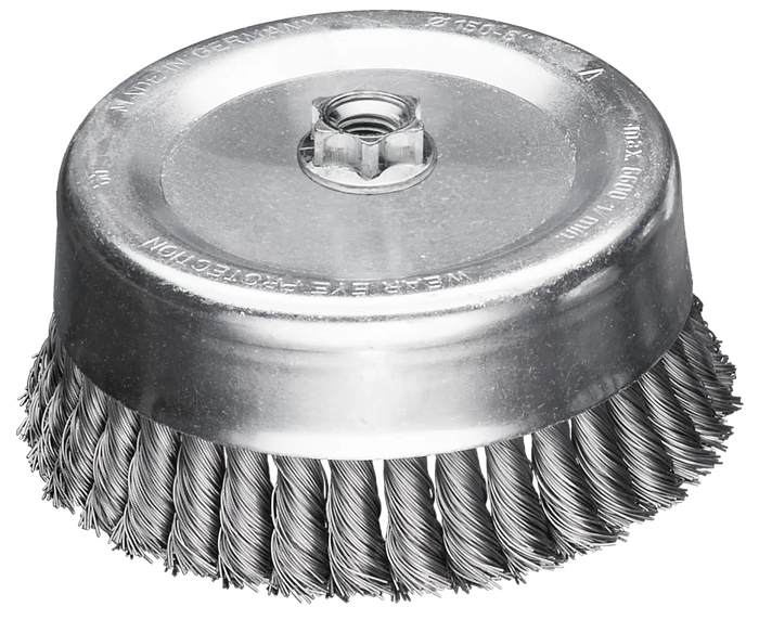 Lessmann Knot Cup Brush without Bridle dia 150mm 36 Z Steel Wire STH Straight 0.50mm Thread M14