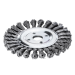 Lessmann Knot Wheel Brush Dia 115 x 14mm 20 Z Steel Wire STH Straight 0.5mm Bore 22.2mm