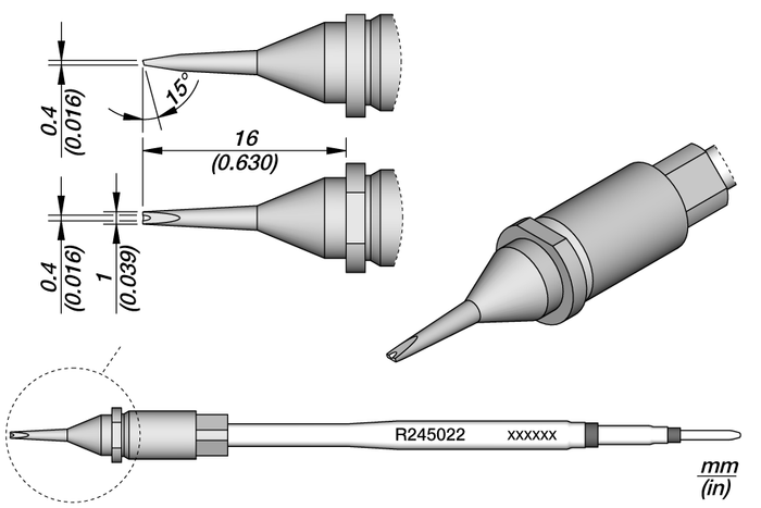 JBC Grooved Chisel Cartridge 1 x 0.4 R245022