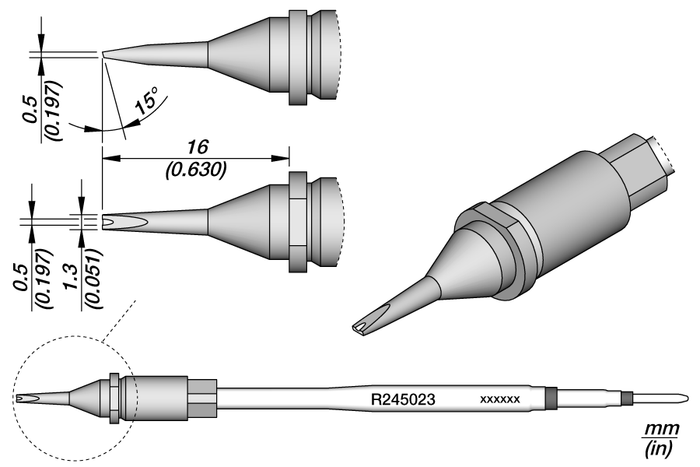 JBC Grooved Chisel Cartridge 1.3 x 0.5 R245023
