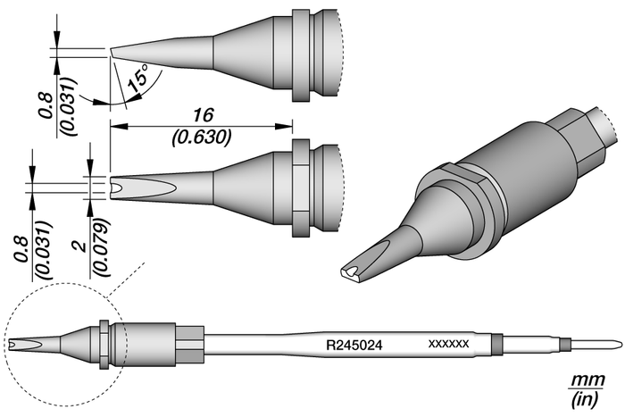 JBC Grooved Chisel Cartridge 2 x 0.8