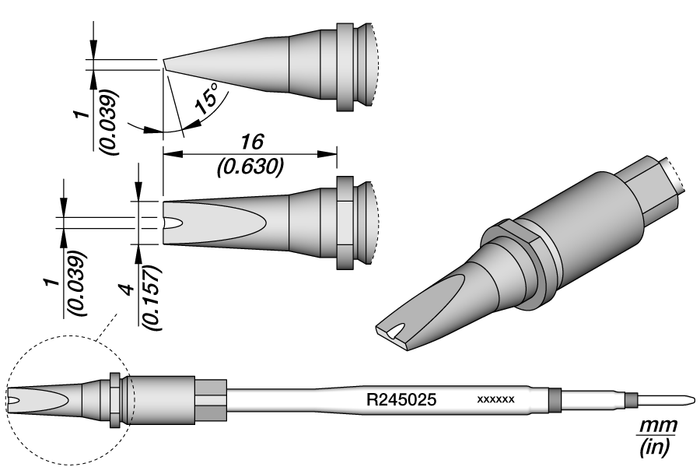 JBC Grooved Chisel Cartridge 4 x 1 R245025