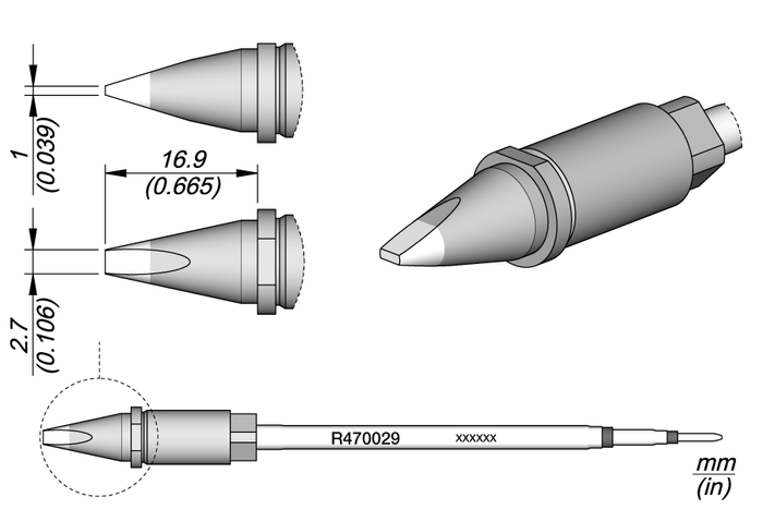 JBC Cartridge Chisel 2.7 x 1