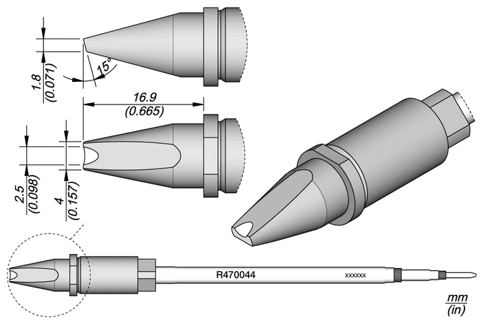 JBC Cartridge Grooved Chisel 4x1.8
