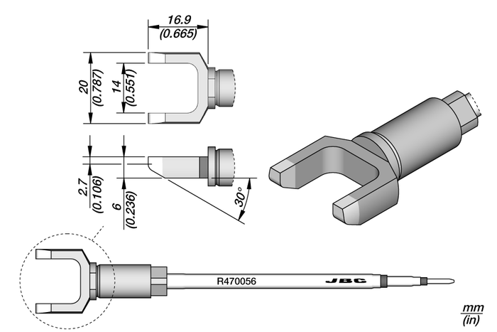 JBC Faston Terminal Cartidge 20mm