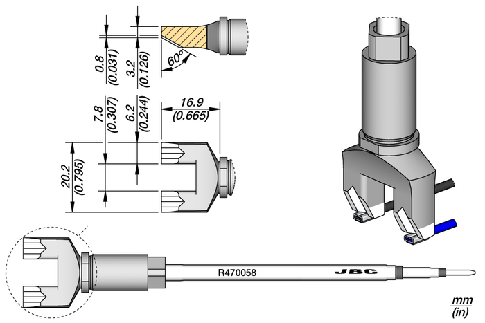 JBC Faston Terminal Cartridge 20.2mm