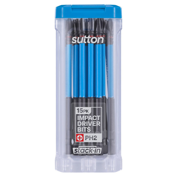 Sutton SupaTorq Phillips Impact Screwdriver Bits PH2 100mm 15 Pack S200T15E02