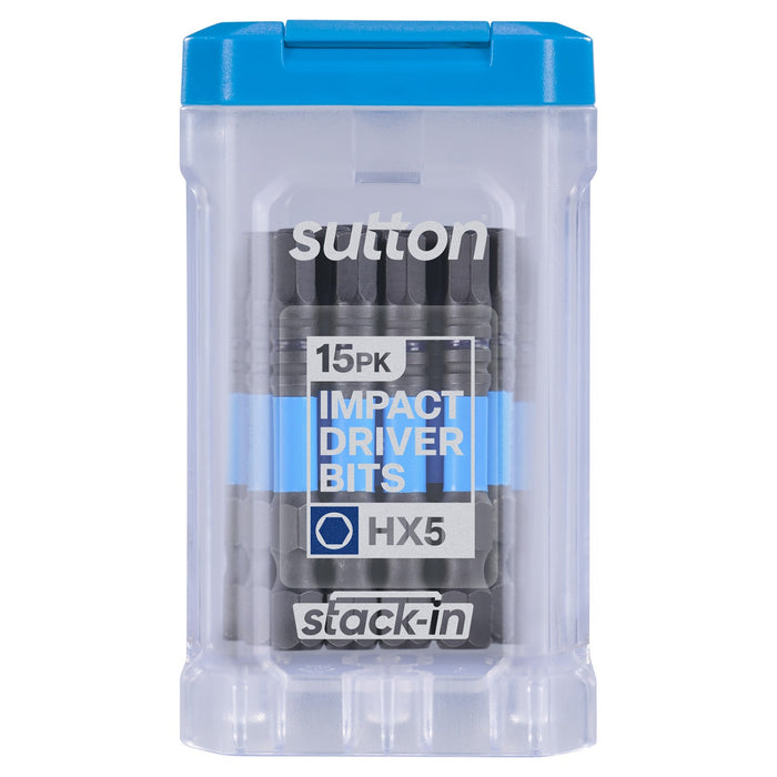 Sutton SupaTorq Hex Impact Screwdriver Bits HX5 50mm 15 Pack S206T15B05