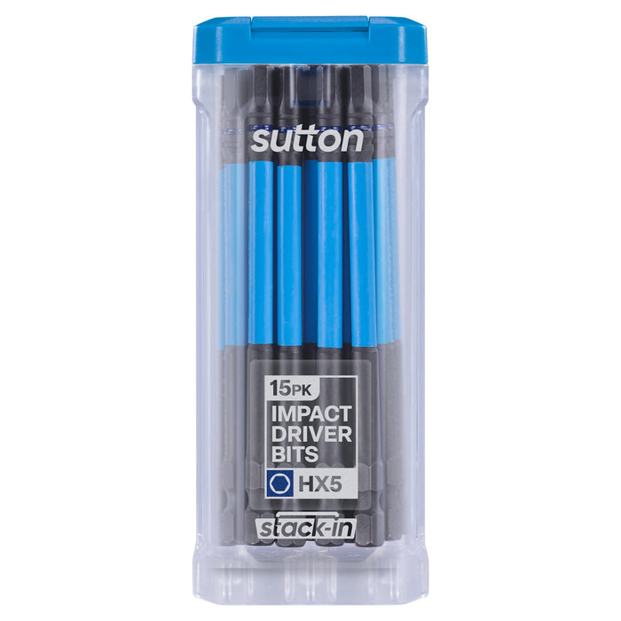 Sutton SupaTorq Hex Impact Screwdriver Bits HX5 100mm Stack-In 15 Pack S206T15E05