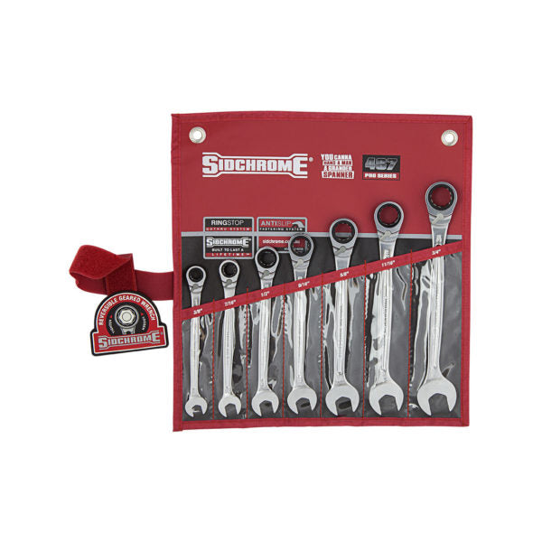 Sidchrome 7 Pce 467 Series Geared Spanner Set AF in Wallet