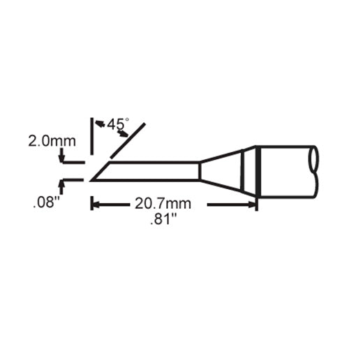 Metcal Rework Tip Hoof Drag 2mm (0.08