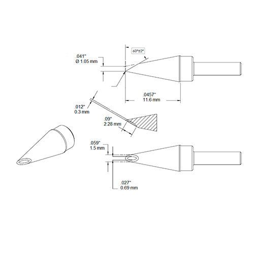 Metcal SFP Rework Cartridge Concave Hoof 1.5mm SFP-WV15