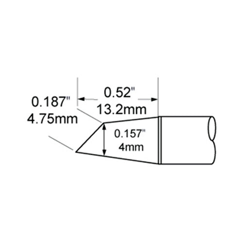 Metcal Rework Tip Drag-Hoof 45° 4.0mm (.16