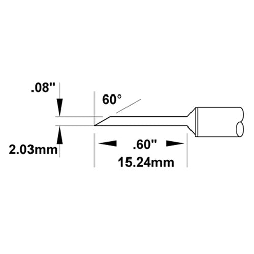 Metcal SMC Rework Cartridge Hoof Long 2.0mm 60° 600 Series SMC-6HF6020S