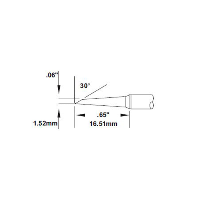 Metcal SMC Rework Cartridge Hoof 1.5x16.5mm LG 60° 700 Series SMC-7HF6015S