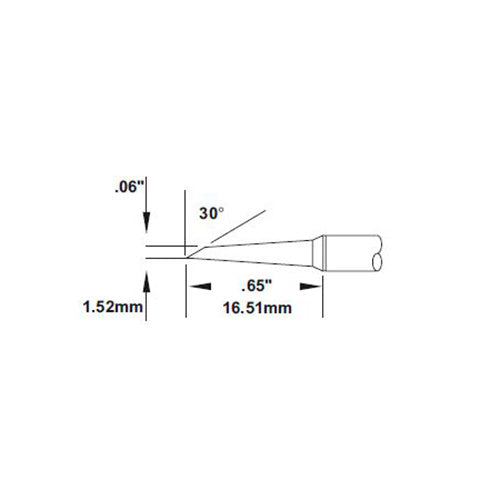 Metcal SMC Rework Cartridge Hoof 1.5x16.5mm LG 60° 800 Series SMC-8HF6015S