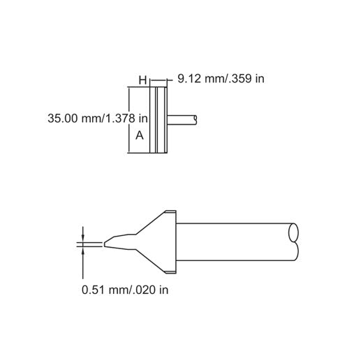 Metcal SMC Rework Cartridge HM Blade 35.0mm 900 Series SMC-9BL0035H