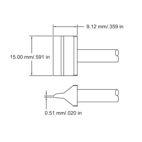 Metcal SMTC Rework Cartridge HM Blade 15.0mm (0.59) 800 Series SMTC-8BL150