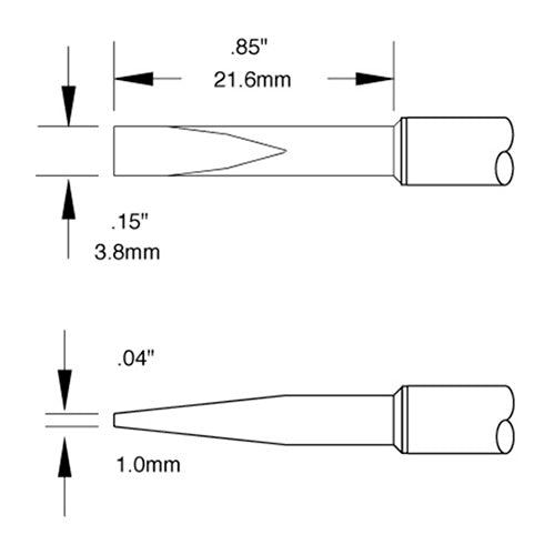 Metcal Chisel (STTC) 12° Long Reach 3.8x21.6mm (0.15'') STTC-020
