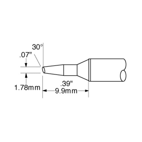 Metcal Bevel (STTC) (Bevel/L) 30° x 2.06mm (∅ x L) 1.78mm x 9.9mm 600 Series STTC-035