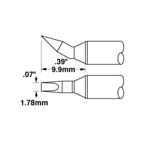 Metcal Chisel (STTC) 30˚ Bent (W x L) 1.8mm x 9.9mm 600 Series STTC-098