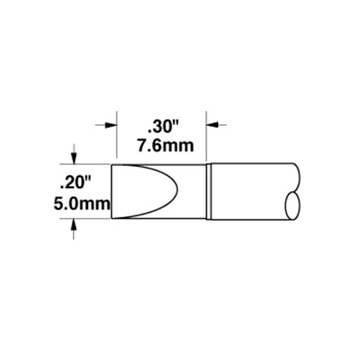 Metcal Chisel (STTC) Long Life (W x L) 5.0mm x 7.6mm 700 Series STTC-117LL