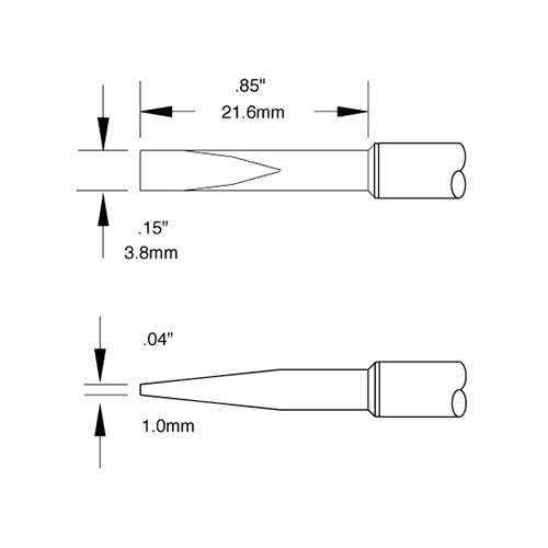 Metcal Chisel (STTC) 12° Long Reach (W x L) 3.8mm x 21.6mm 700 Series STTC-120