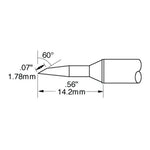 Metcal Bevel (STTC) (Bevel/L) 60° x 1.78mm (∅ x L) 0.83mm x 14.2mm 700 Series STTC-147