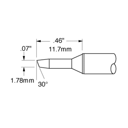 Metcal Bevel (STTC) (Bevel/L) 30° x 1.78mm (L) 11.7mm 500 Series STTC-505